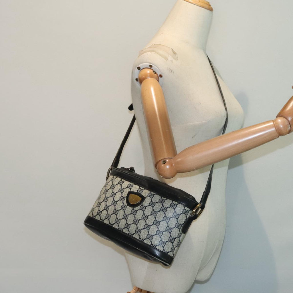 GUCCI GG Supreme Shoulder Bag PVC Leather Navy Gold 90635