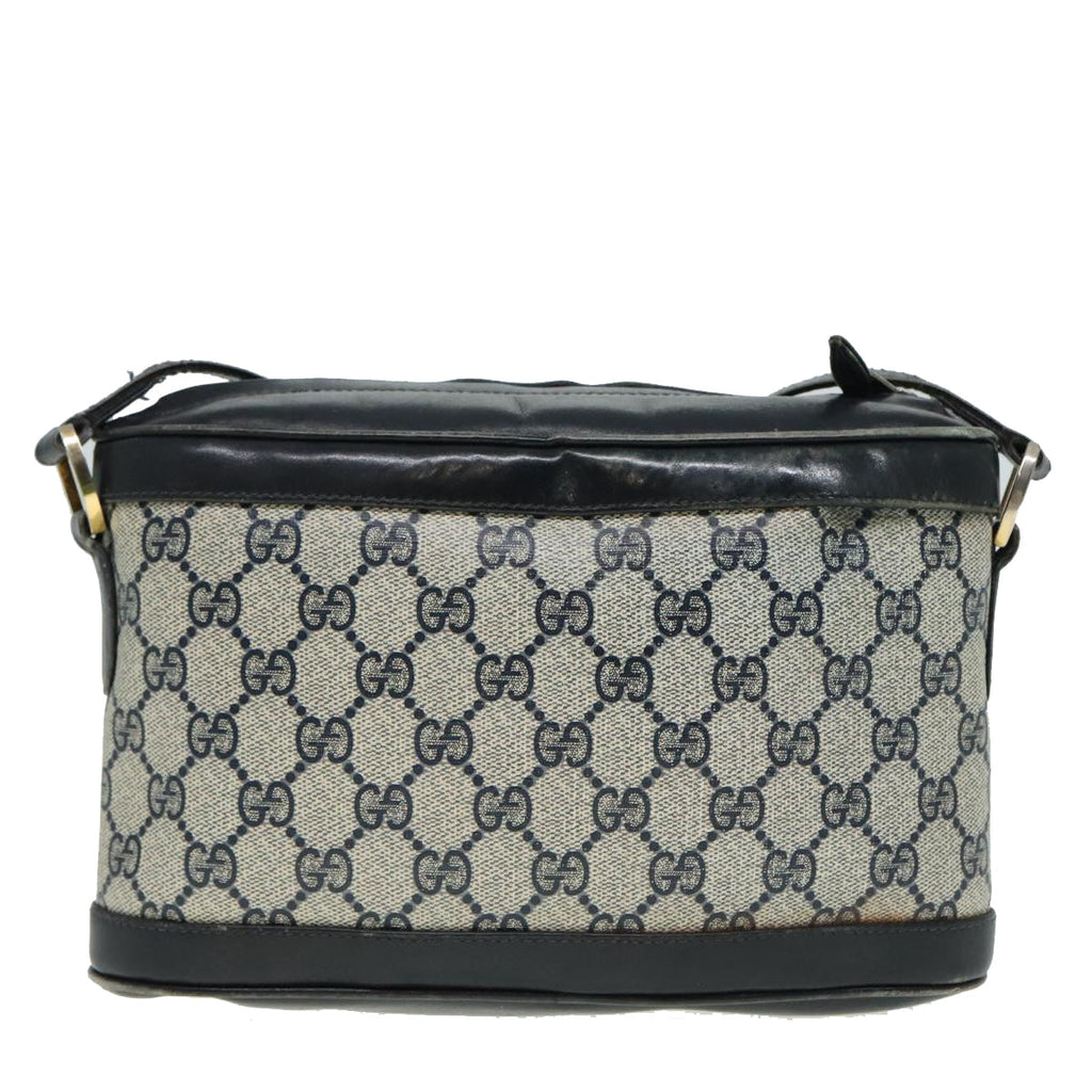 GUCCI GG Supreme Shoulder Bag PVC Leather Navy Gold 90635