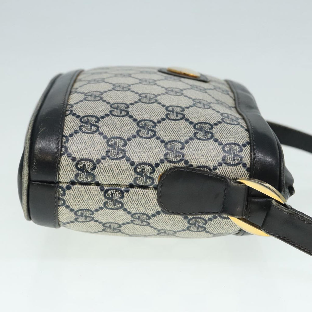 GUCCI GG Supreme Shoulder Bag PVC Leather Navy Gold 90635