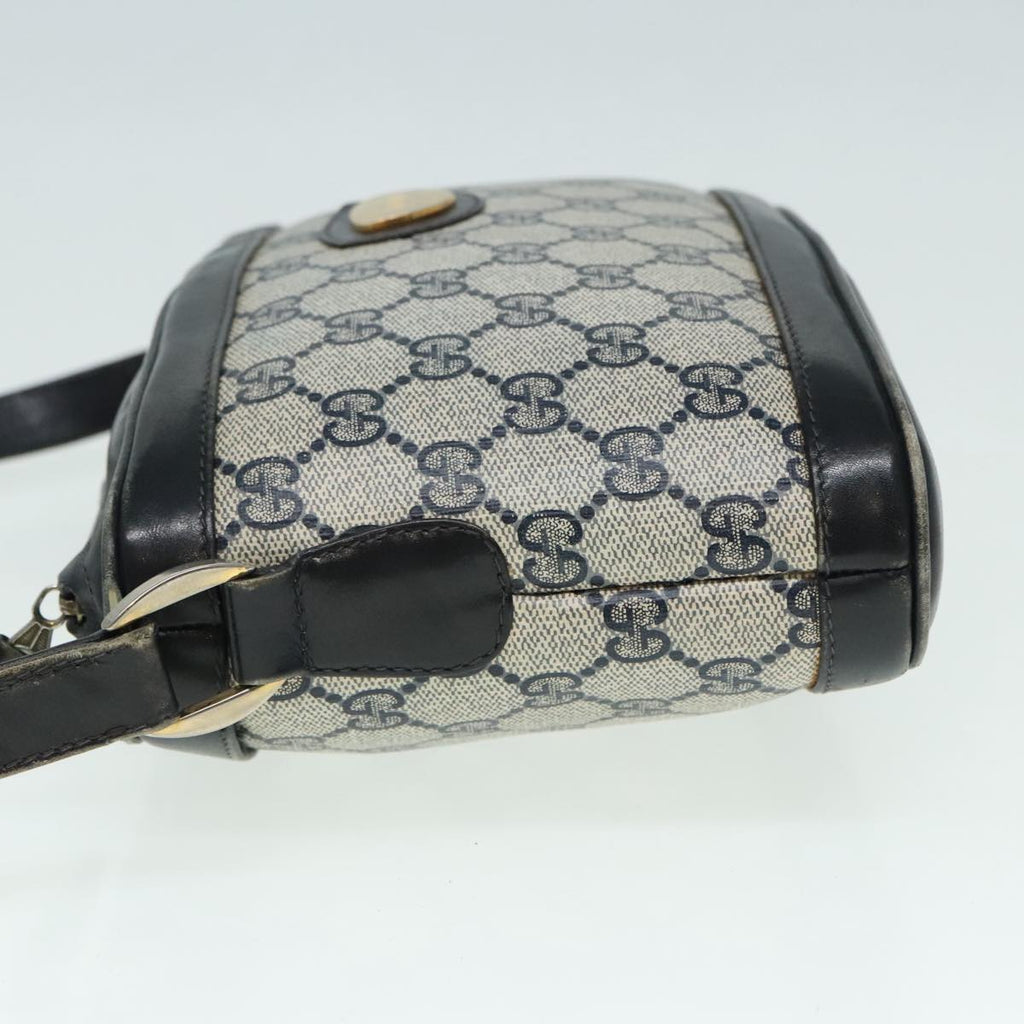 GUCCI GG Supreme Shoulder Bag PVC Leather Navy Gold 90635