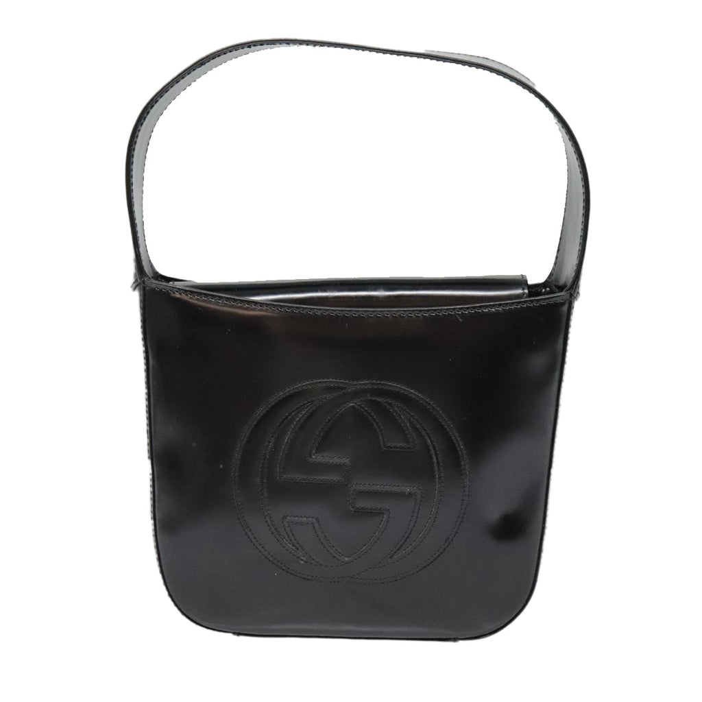 GUCCI Hand Bag Patent Leather Black Silver 007 2046 0249 90643