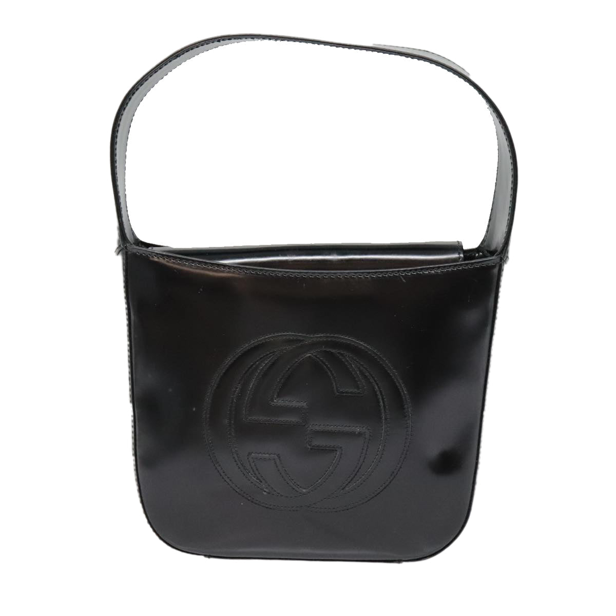 GUCCI Hand Bag Patent Leather Black Silver 007 2046 0249 90643