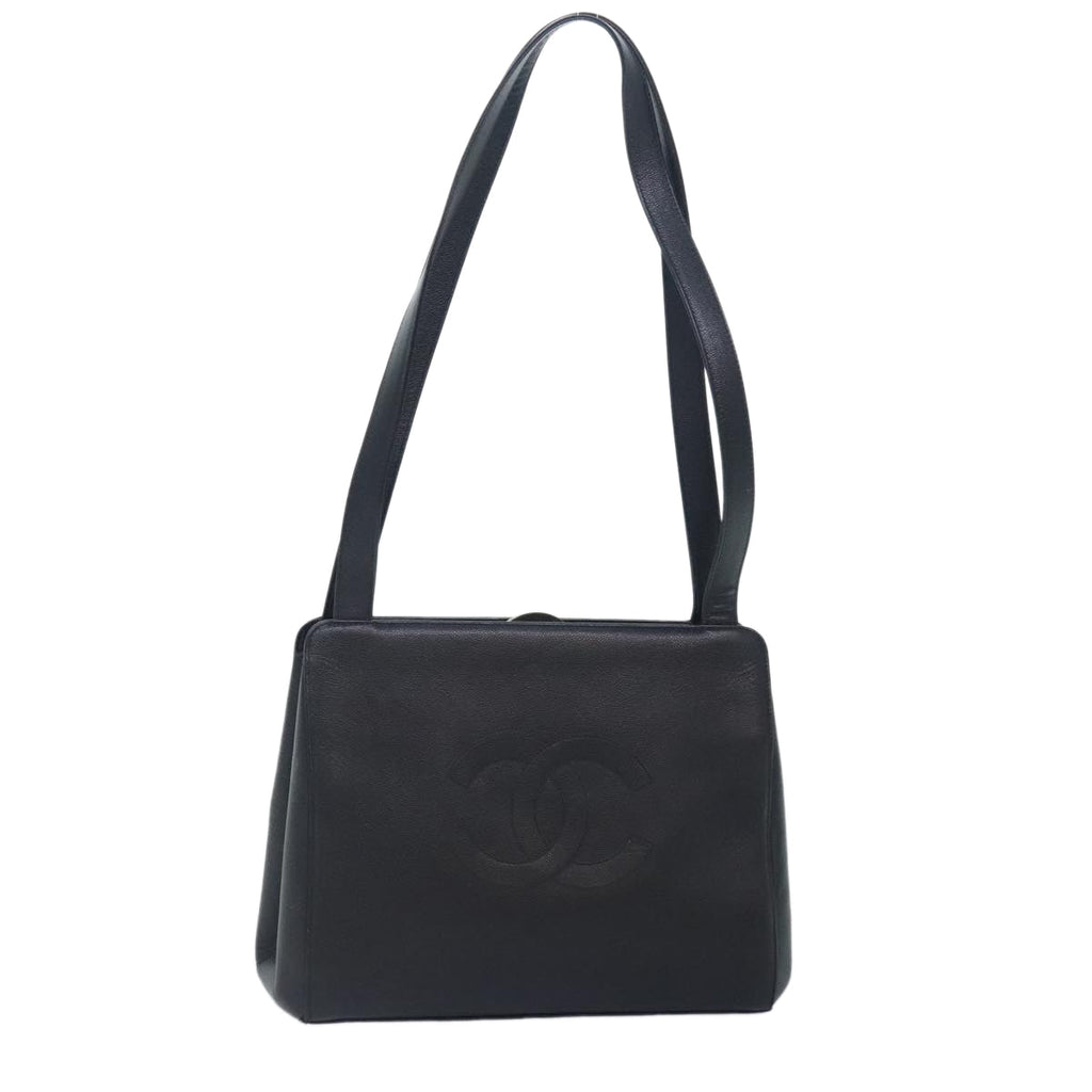 CHANEL COCO Mark Shoulder Bag Caviar Skin Black CC 90649