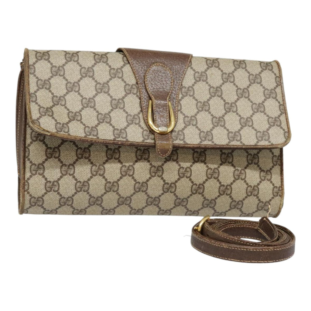 GUCCI GG Supreme Shoulder Bag PVC Beige Gold Silver 904 02 050 90654