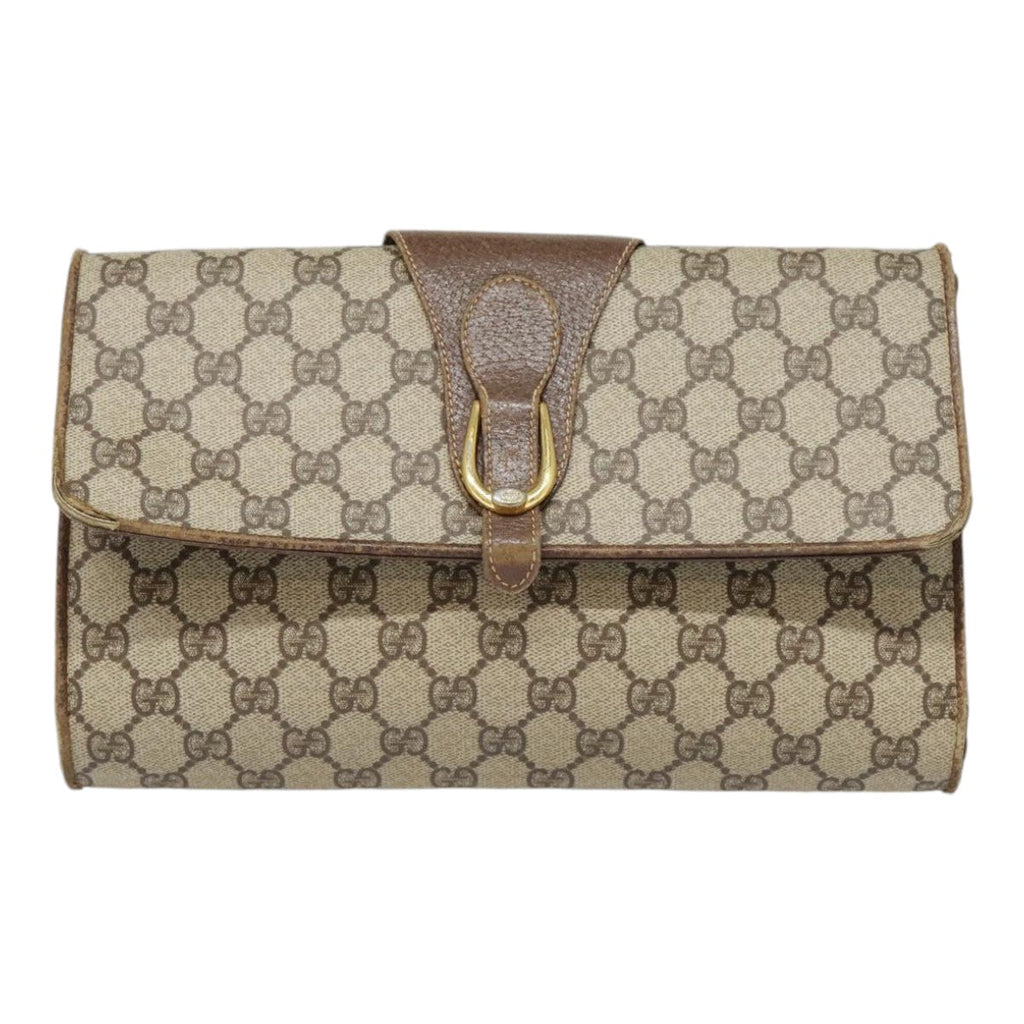 GUCCI GG Supreme Shoulder Bag PVC Beige Gold Silver 904 02 050 90654