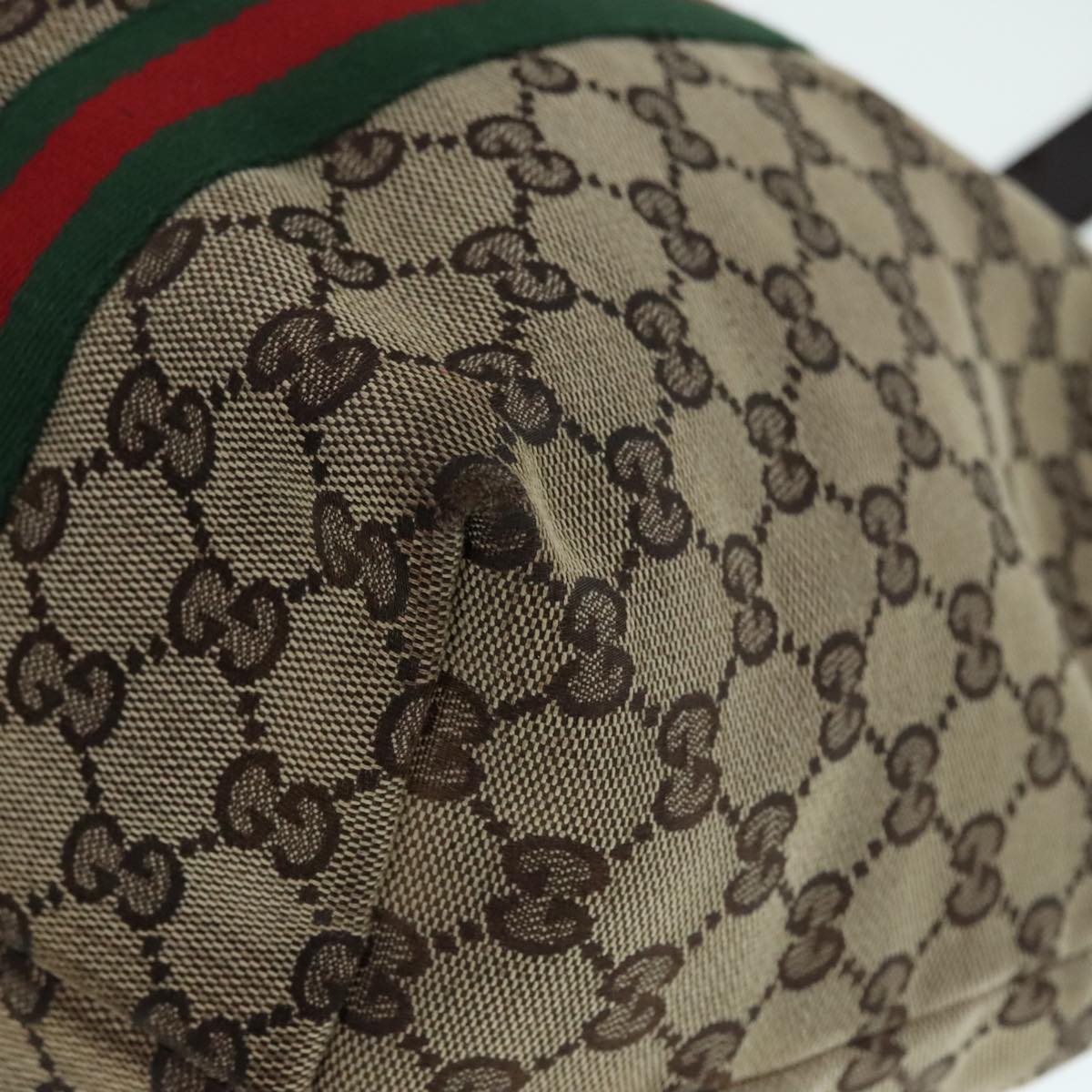 GUCCI GG Canvas Web Sherry Line Tote Bag Beige Gold 139260 90669