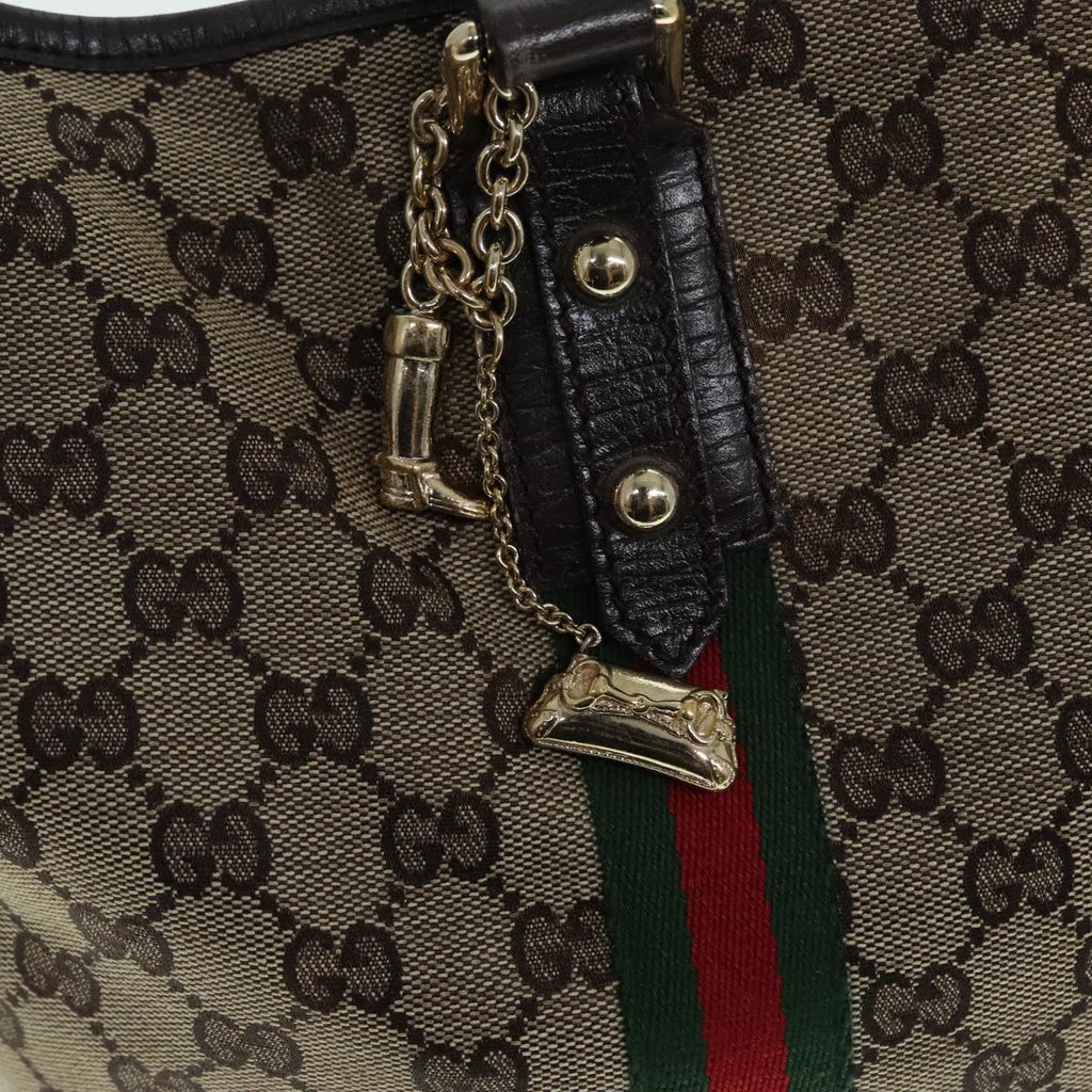 GUCCI GG Canvas Web Sherry Line Tote Bag Beige Gold 139260 90669