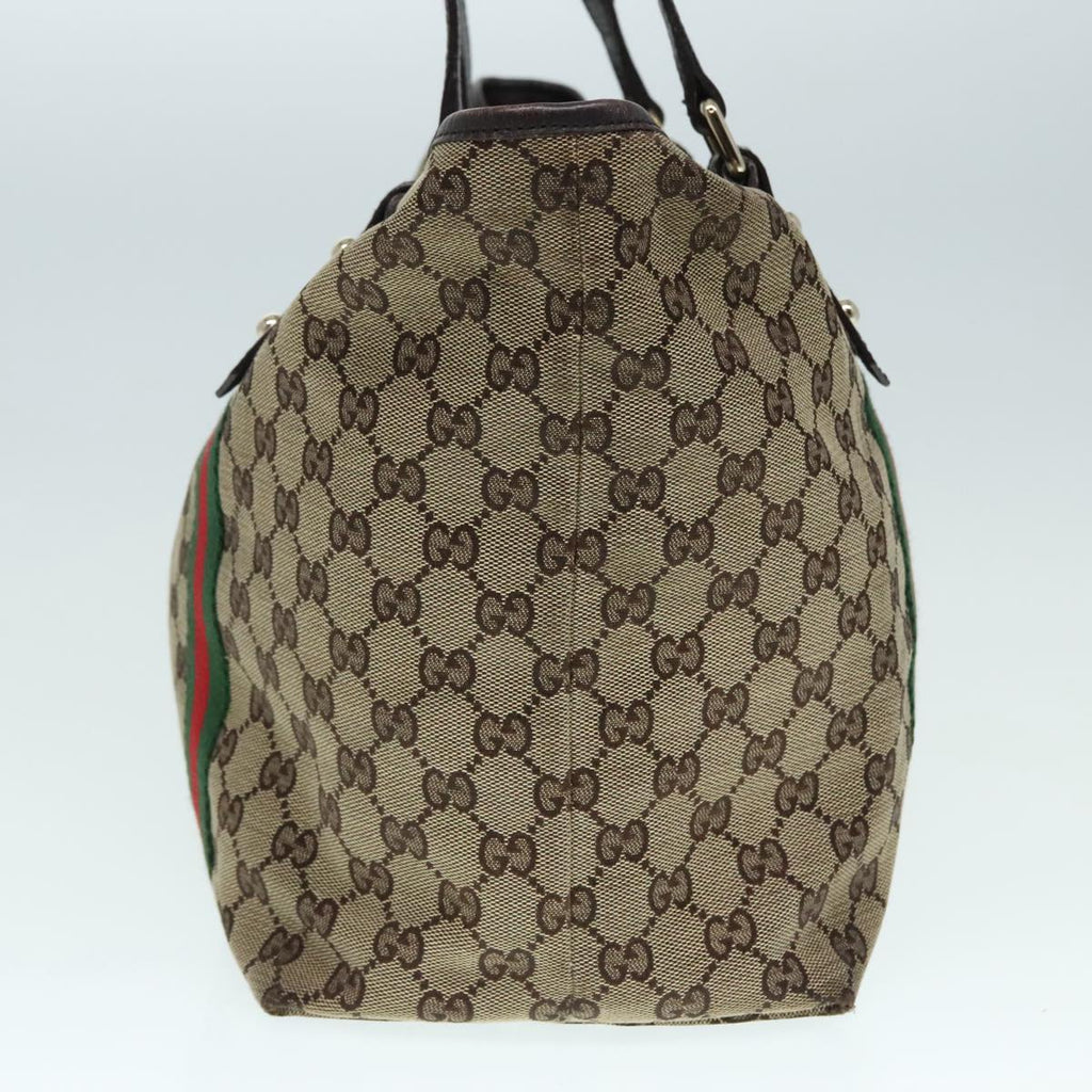 GUCCI GG Canvas Web Sherry Line Tote Bag Beige Gold 139260 90669