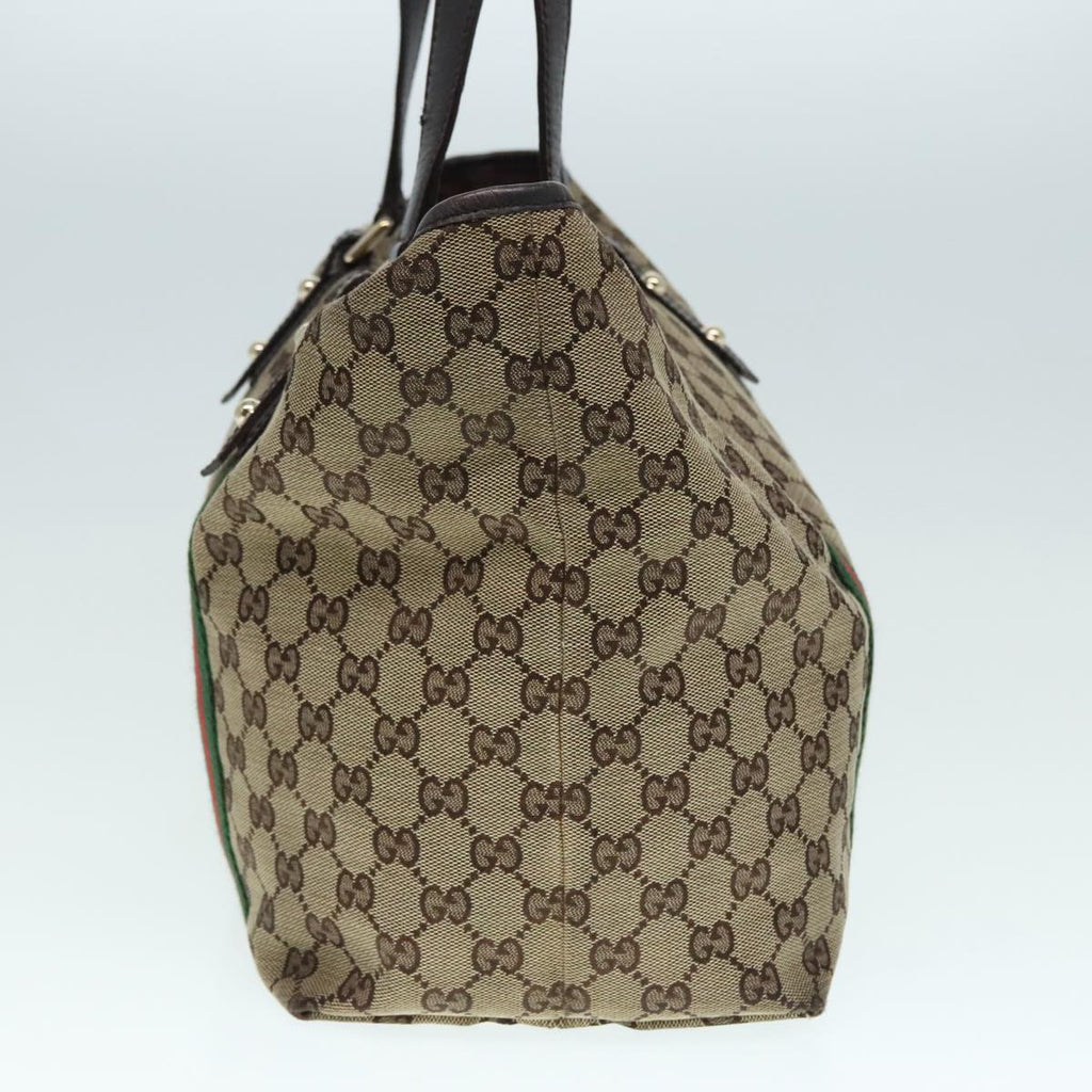 GUCCI GG Canvas Web Sherry Line Tote Bag Beige Gold 139260 90669