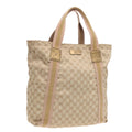 GUCCI GG Canvas Sherry Line Tote Bag Beige Pink 189669 90670