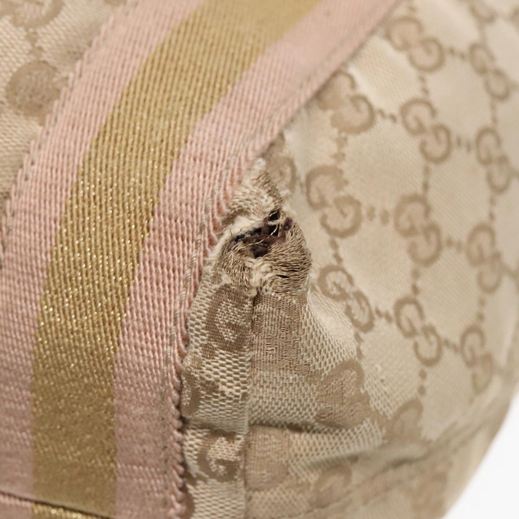GUCCI GG Canvas Sherry Line Tote Bag Beige Pink 189669 90670