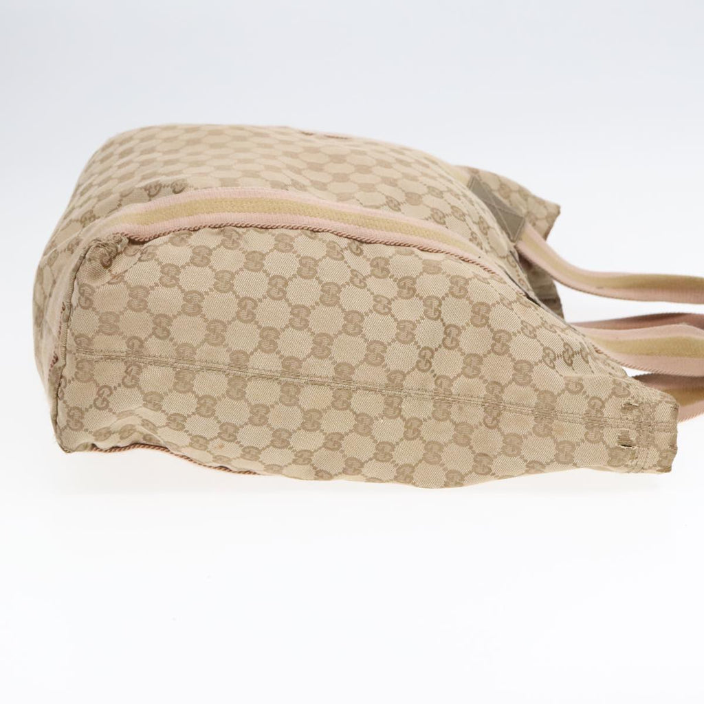GUCCI GG Canvas Sherry Line Tote Bag Beige Pink 189669 90670
