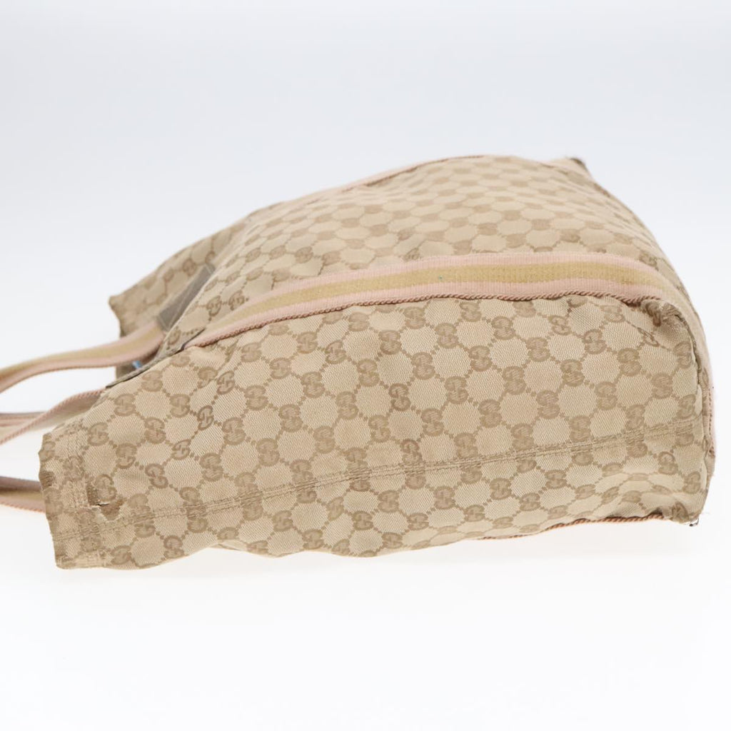 GUCCI GG Canvas Sherry Line Tote Bag Beige Pink 189669 90670