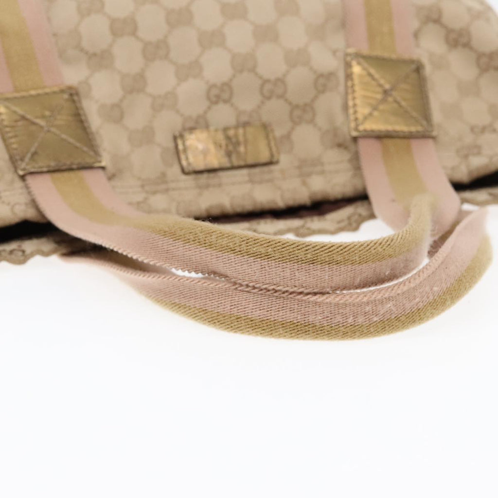 GUCCI GG Canvas Sherry Line Tote Bag Beige Pink 189669 90670
