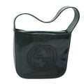 GUCCI Hand Bag Patent Leather Green Silver 90679