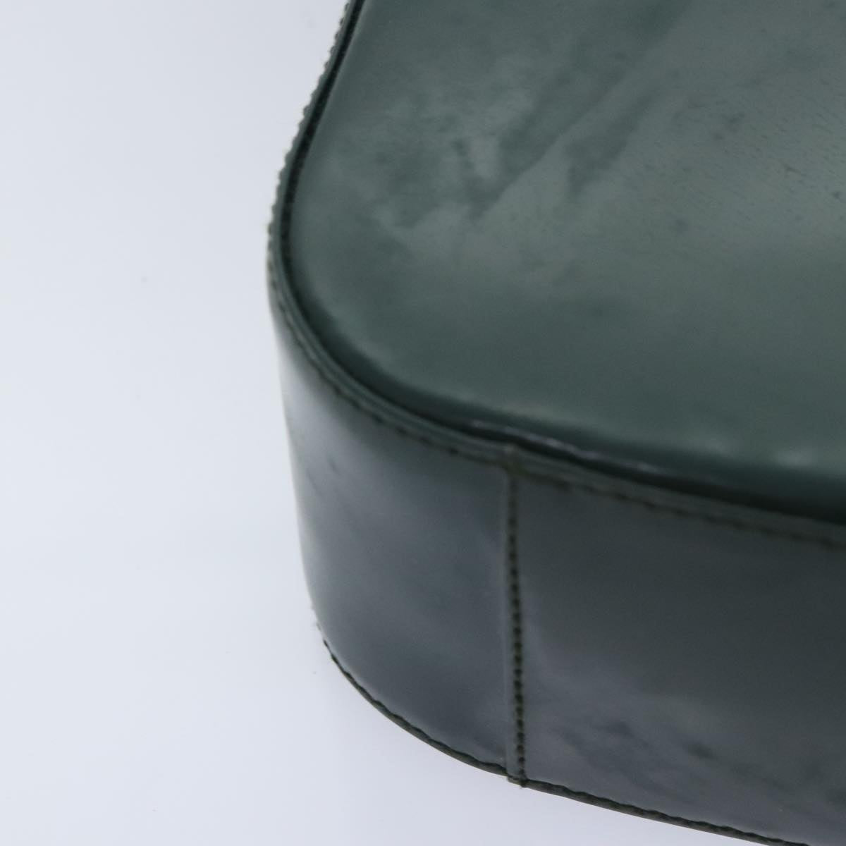 GUCCI Hand Bag Patent Leather Green Silver 90679