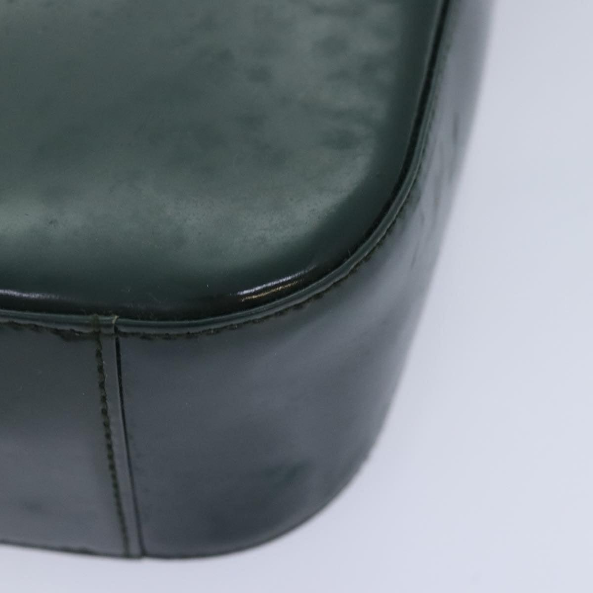 GUCCI Hand Bag Patent Leather Green Silver 90679