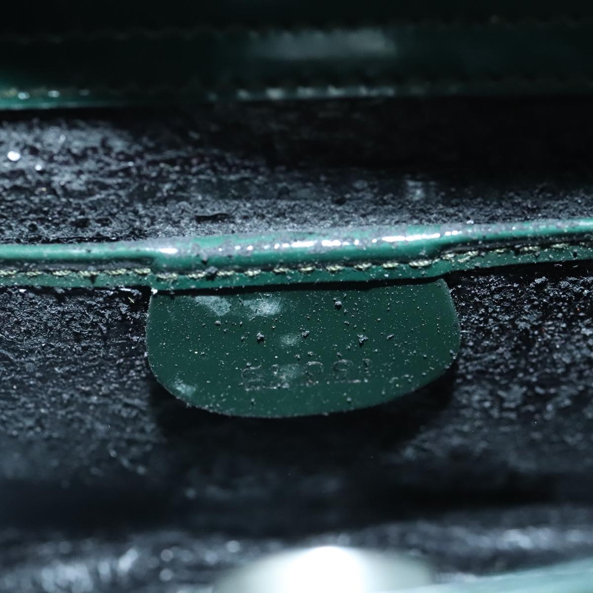GUCCI Hand Bag Patent Leather Green Silver 90679