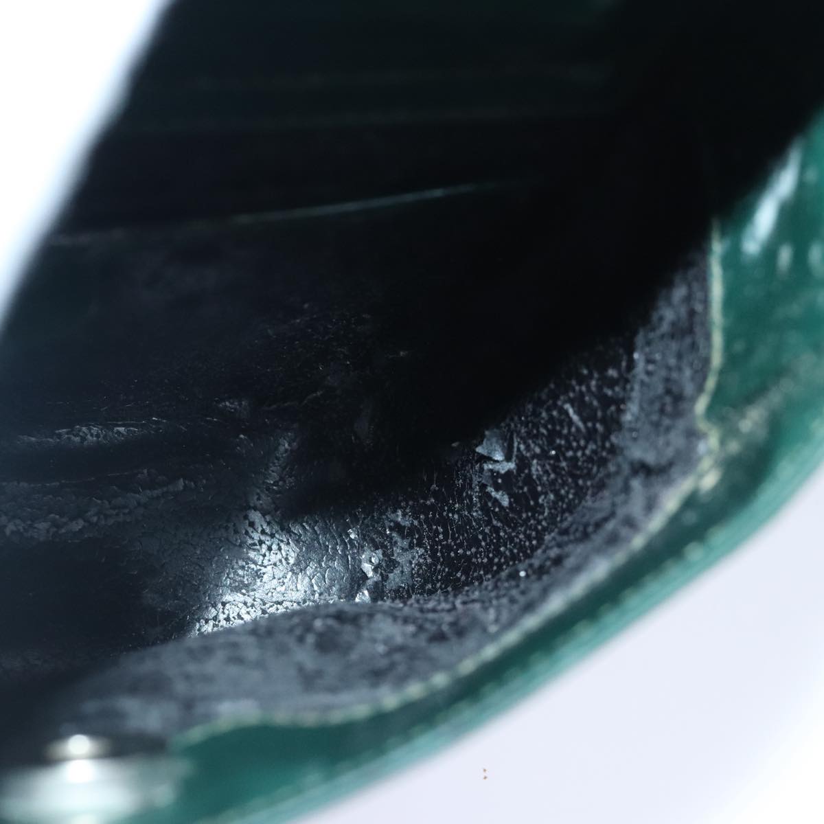 GUCCI Hand Bag Patent Leather Green Silver 90679