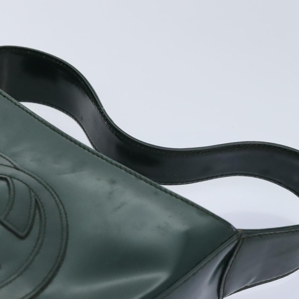 GUCCI Hand Bag Patent Leather Green Silver 90679