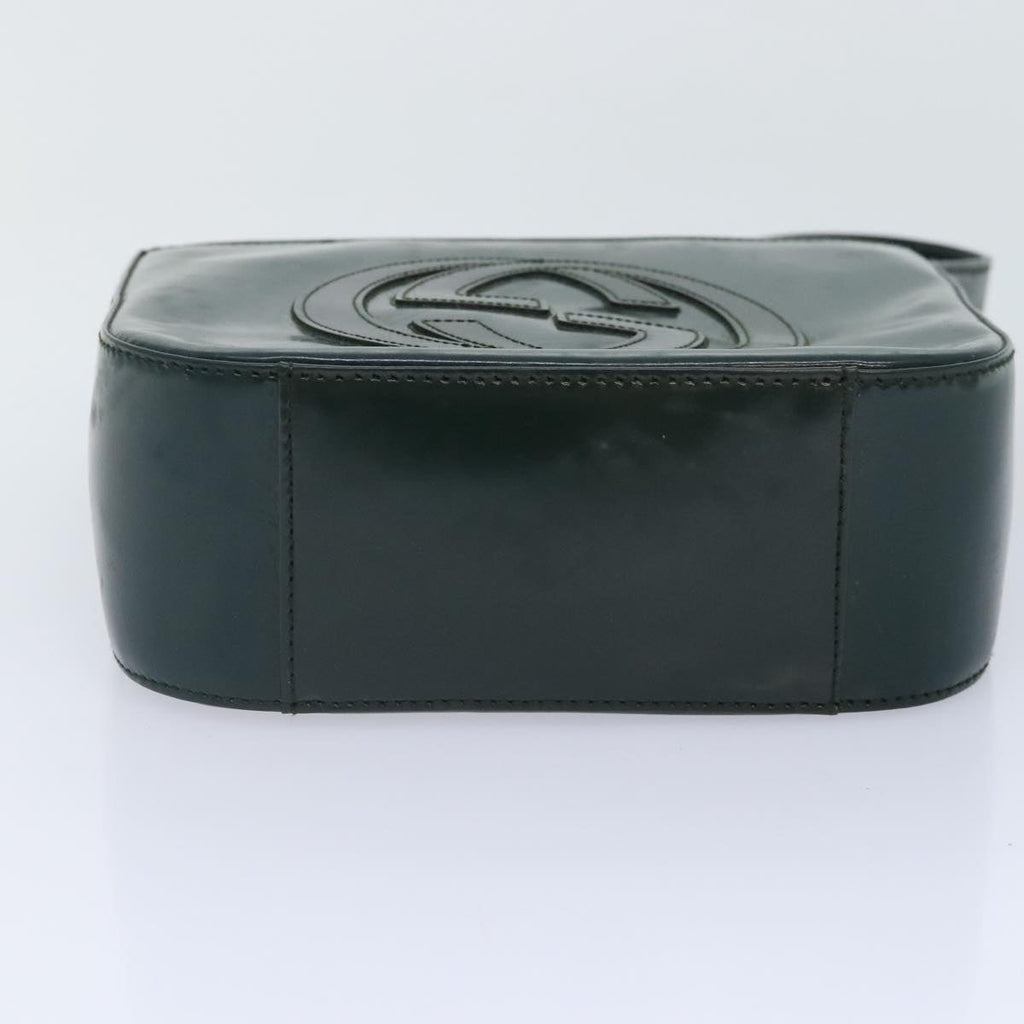 GUCCI Hand Bag Patent Leather Green Silver 90679