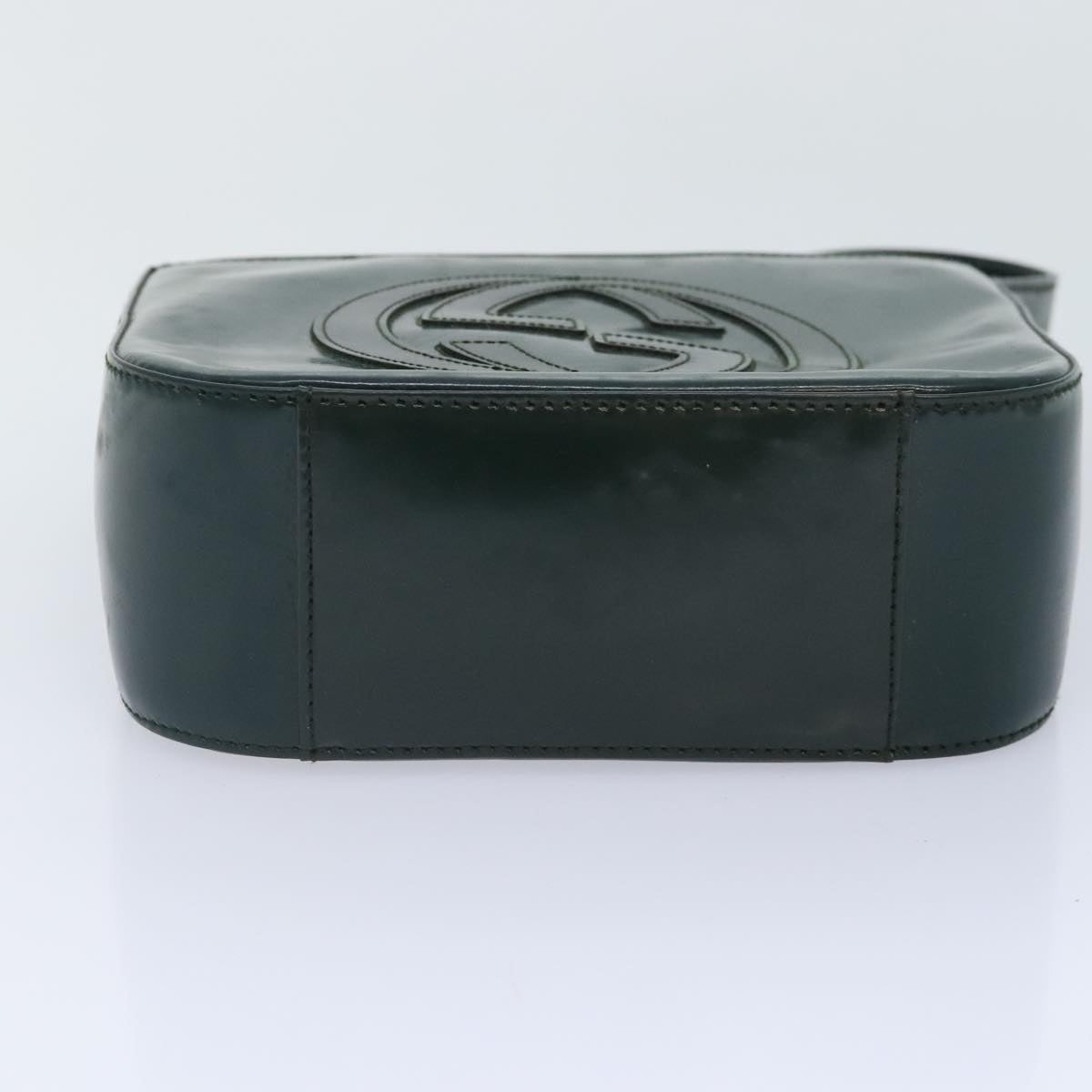 GUCCI Hand Bag Patent Leather Green Silver 90679