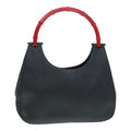 GUCCI Bamboo Hand Bag Leather Black Red Silver 001.3739 3444 90680