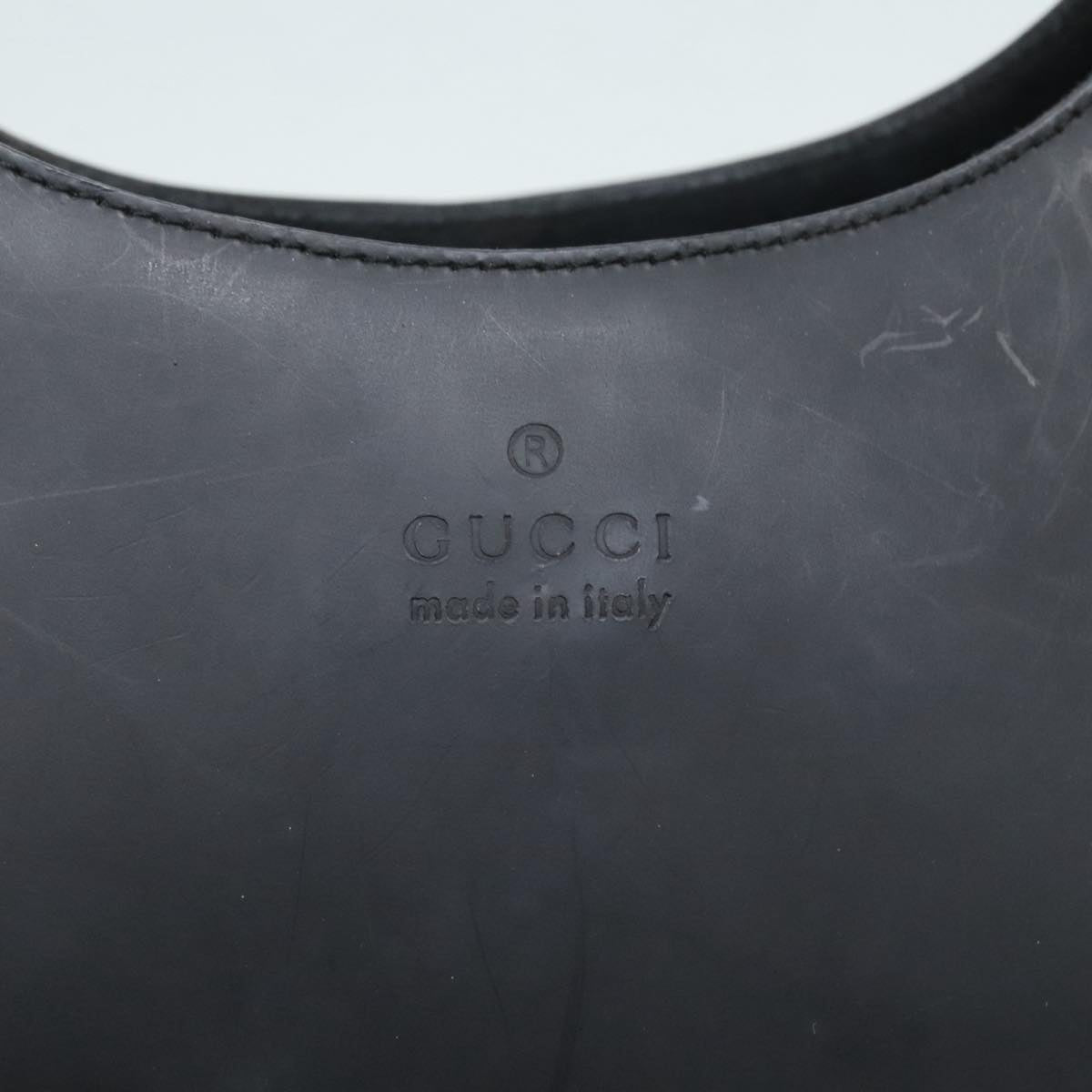 GUCCI Bamboo Hand Bag Leather Black Red Silver 001.3739 3444 90680