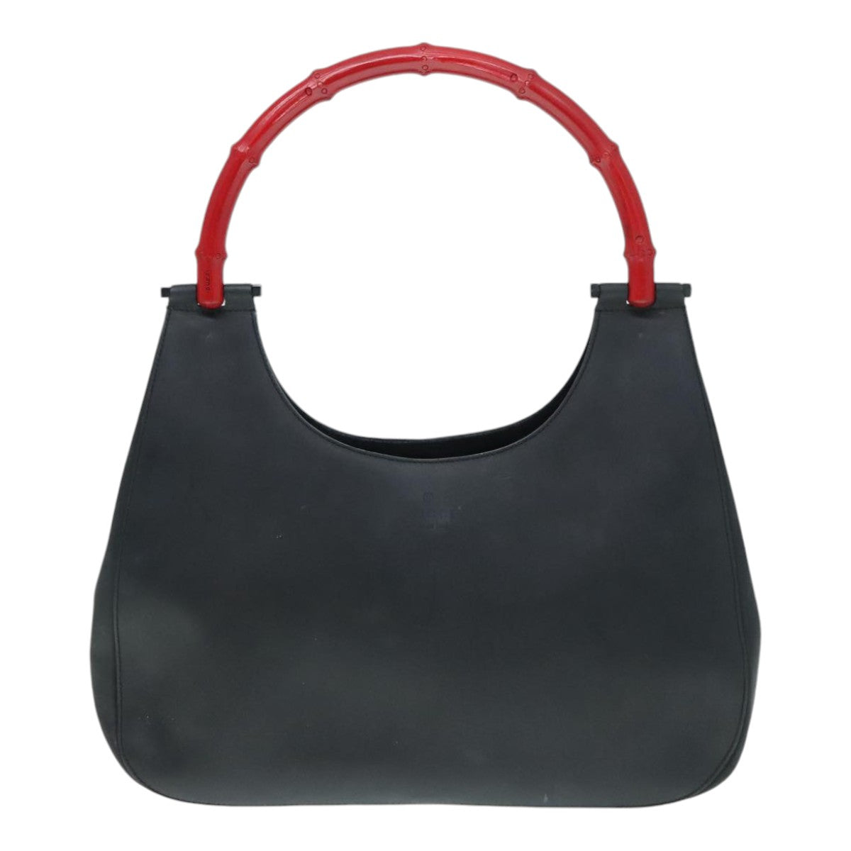 GUCCI Bamboo Hand Bag Leather Black Red Silver 001.3739 3444 90680