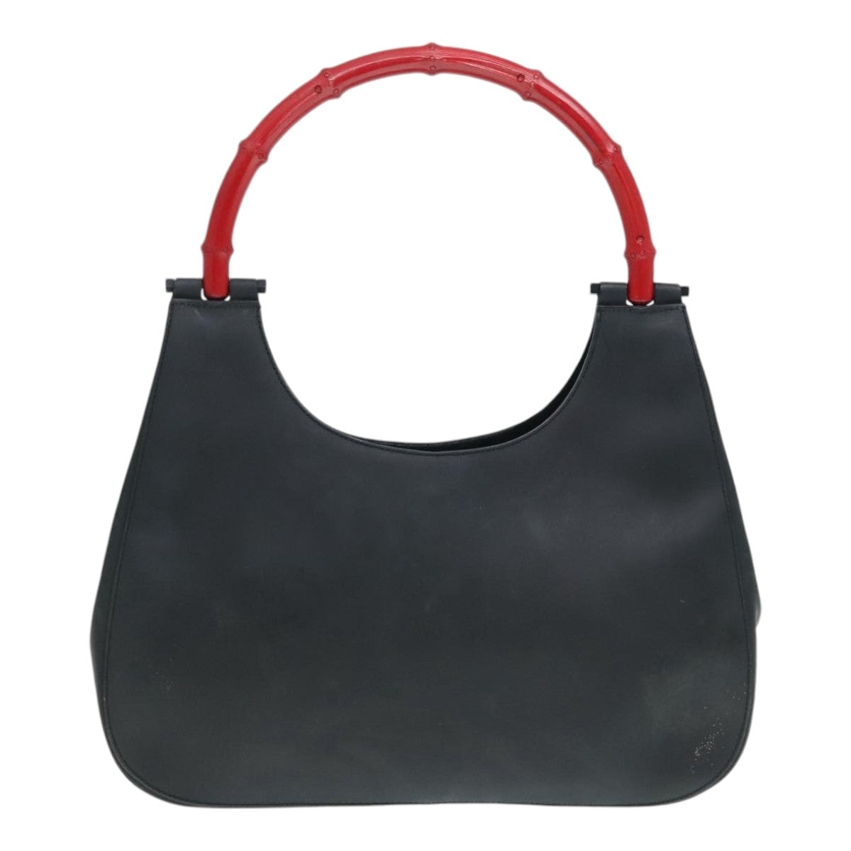 GUCCI Bamboo Hand Bag Leather Black Red Silver 001.3739 3444 90680