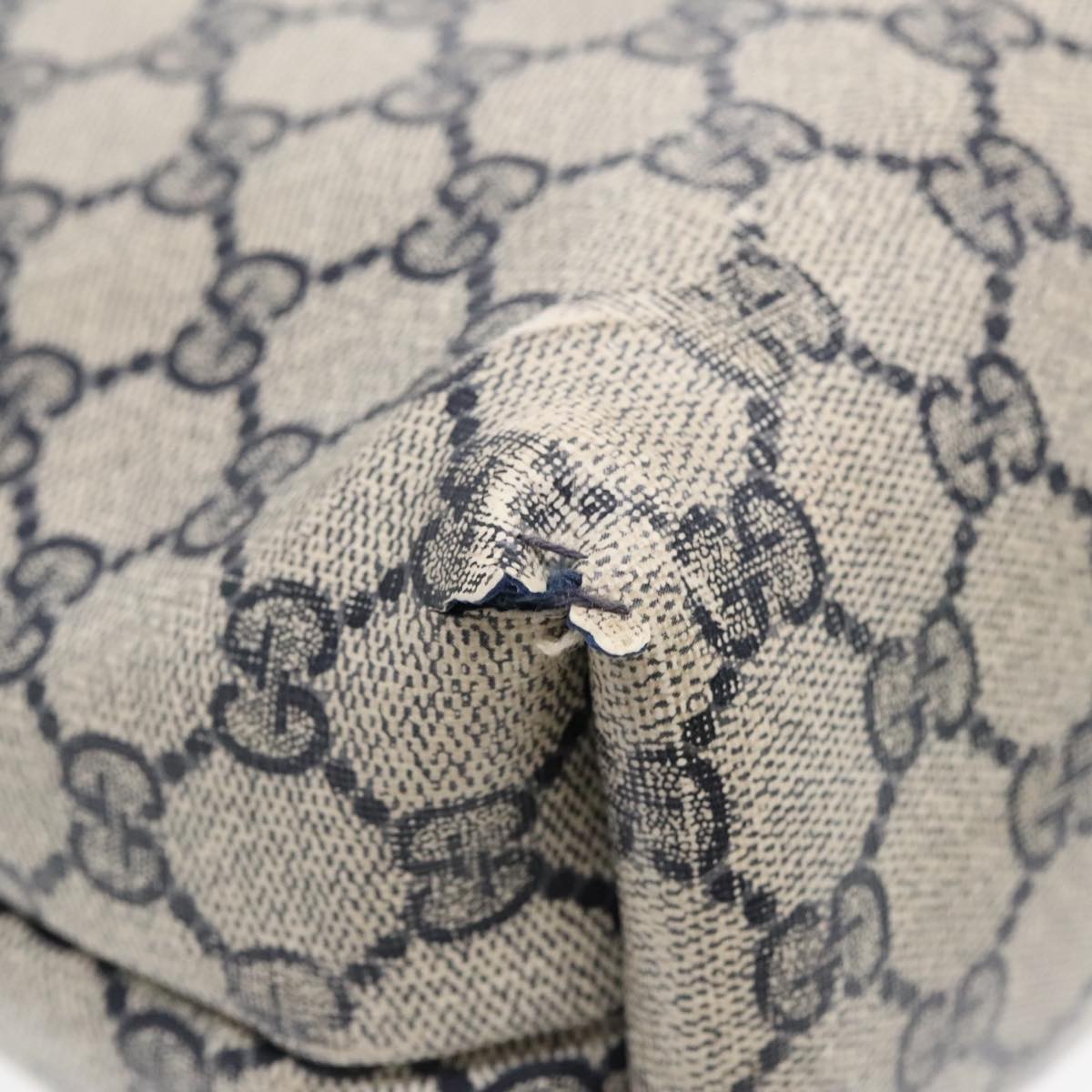 GUCCI GG Supreme Sherry Line Tote Bag PVC Leather Navy 40.02.003 90681