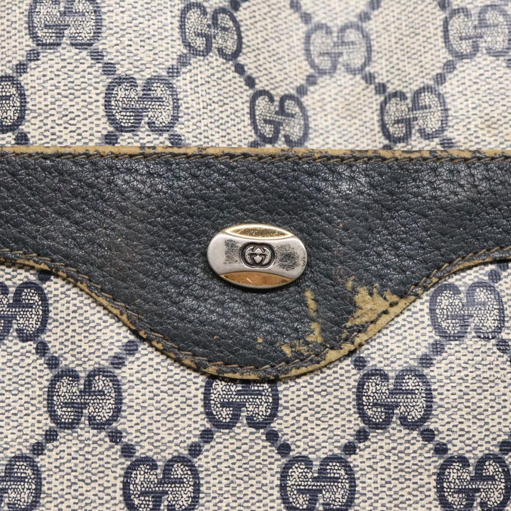 GUCCI GG Supreme Sherry Line Tote Bag PVC Leather Navy 40.02.003 90681