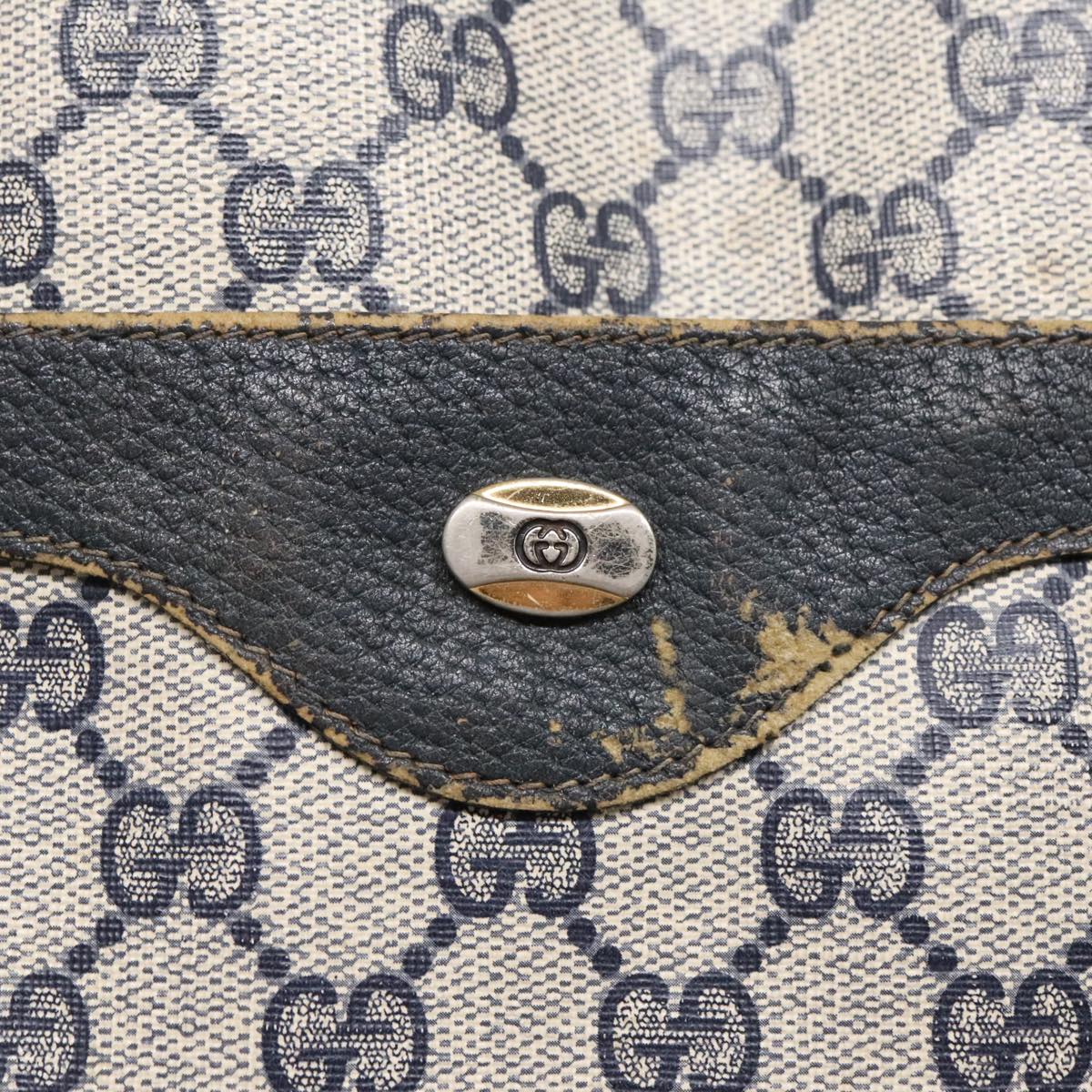 GUCCI GG Supreme Sherry Line Tote Bag PVC Leather Navy 40.02.003 90681