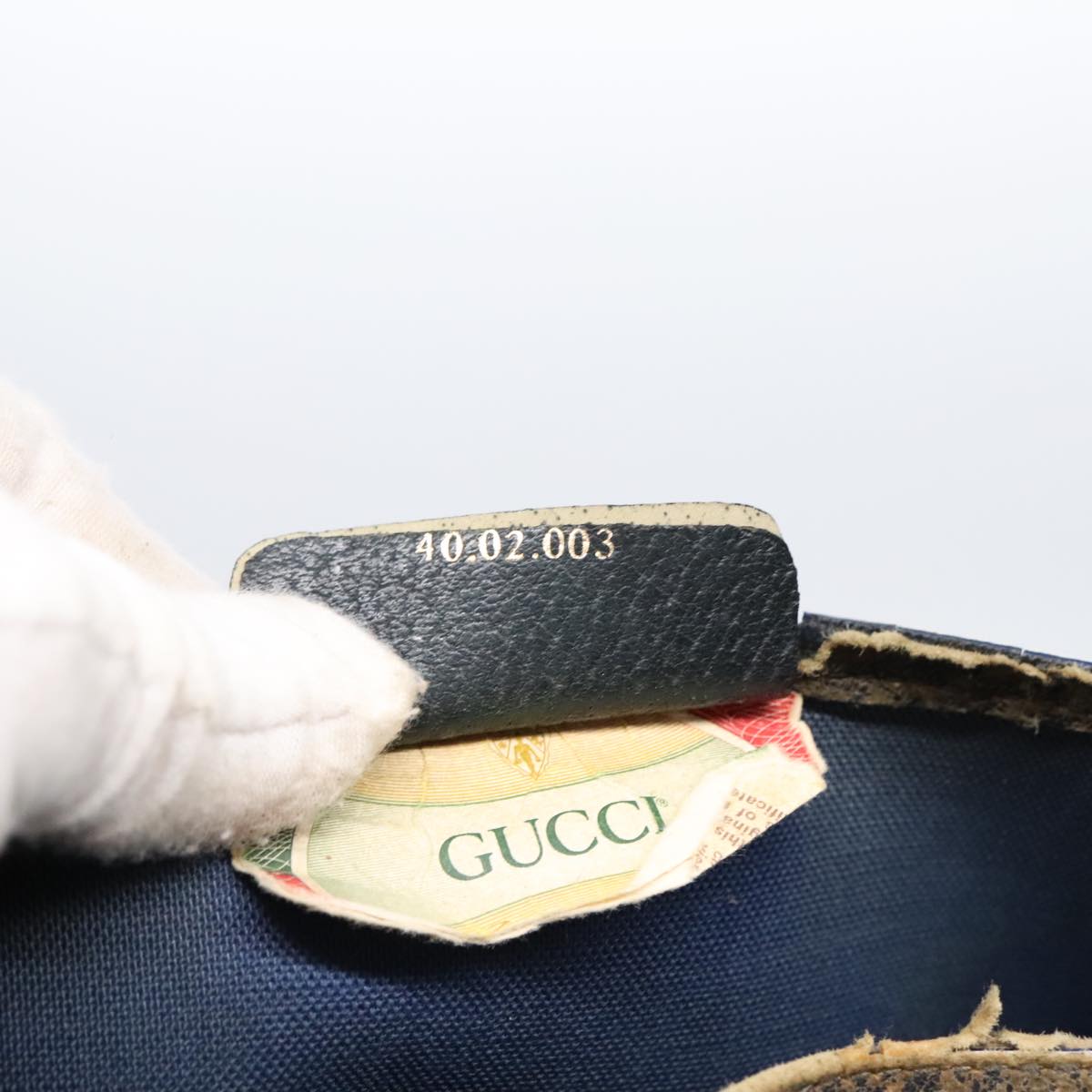 GUCCI GG Supreme Sherry Line Tote Bag PVC Leather Navy 40.02.003 90681