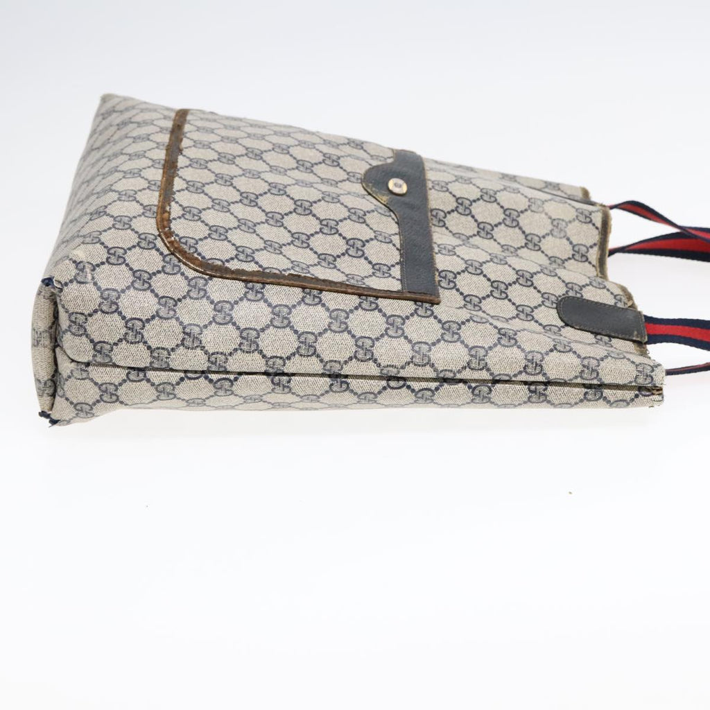 GUCCI GG Supreme Sherry Line Tote Bag PVC Leather Navy 40.02.003 90681