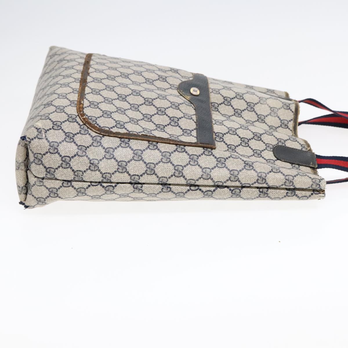 GUCCI GG Supreme Sherry Line Tote Bag PVC Leather Navy 40.02.003 90681