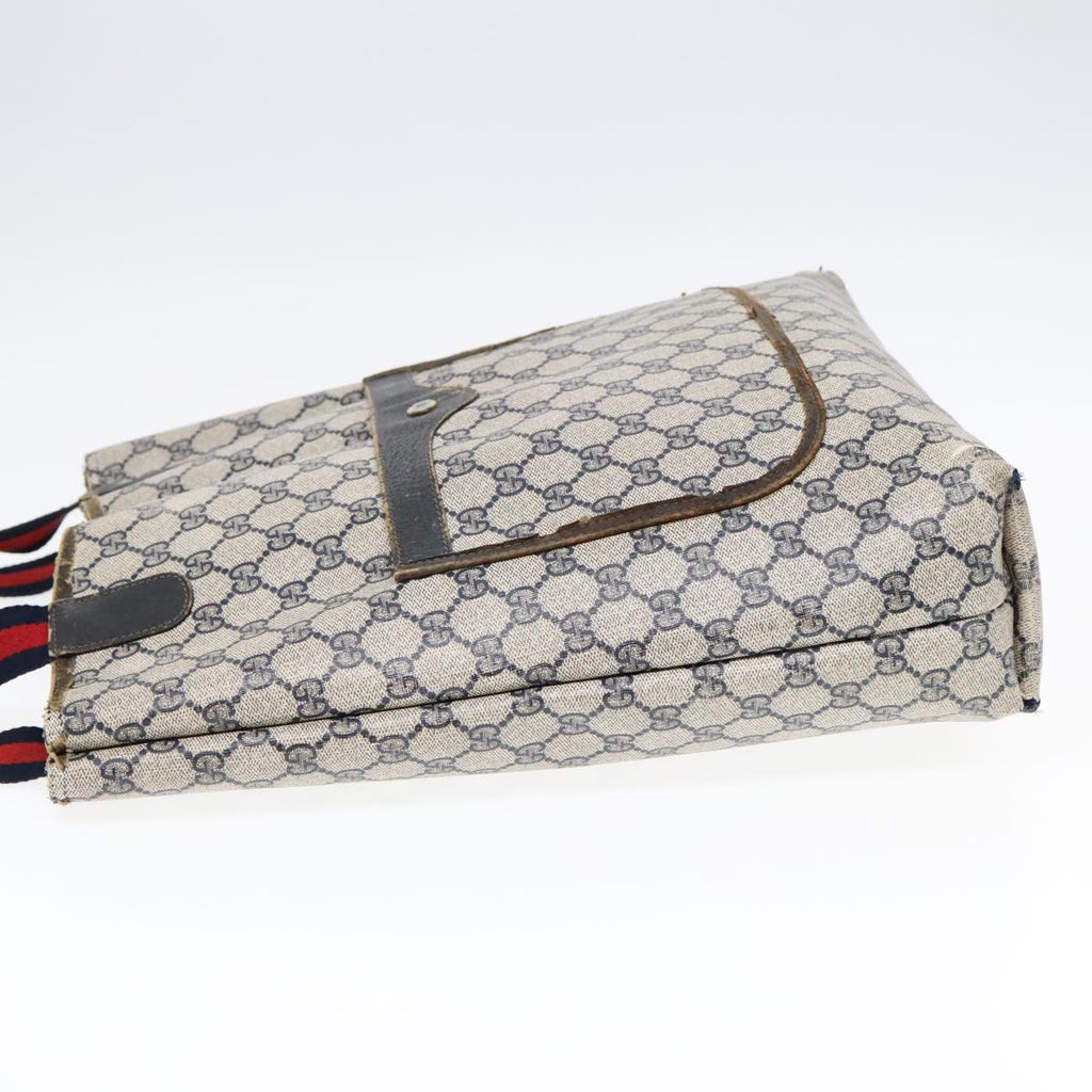 GUCCI GG Supreme Sherry Line Tote Bag PVC Leather Navy 40.02.003 90681