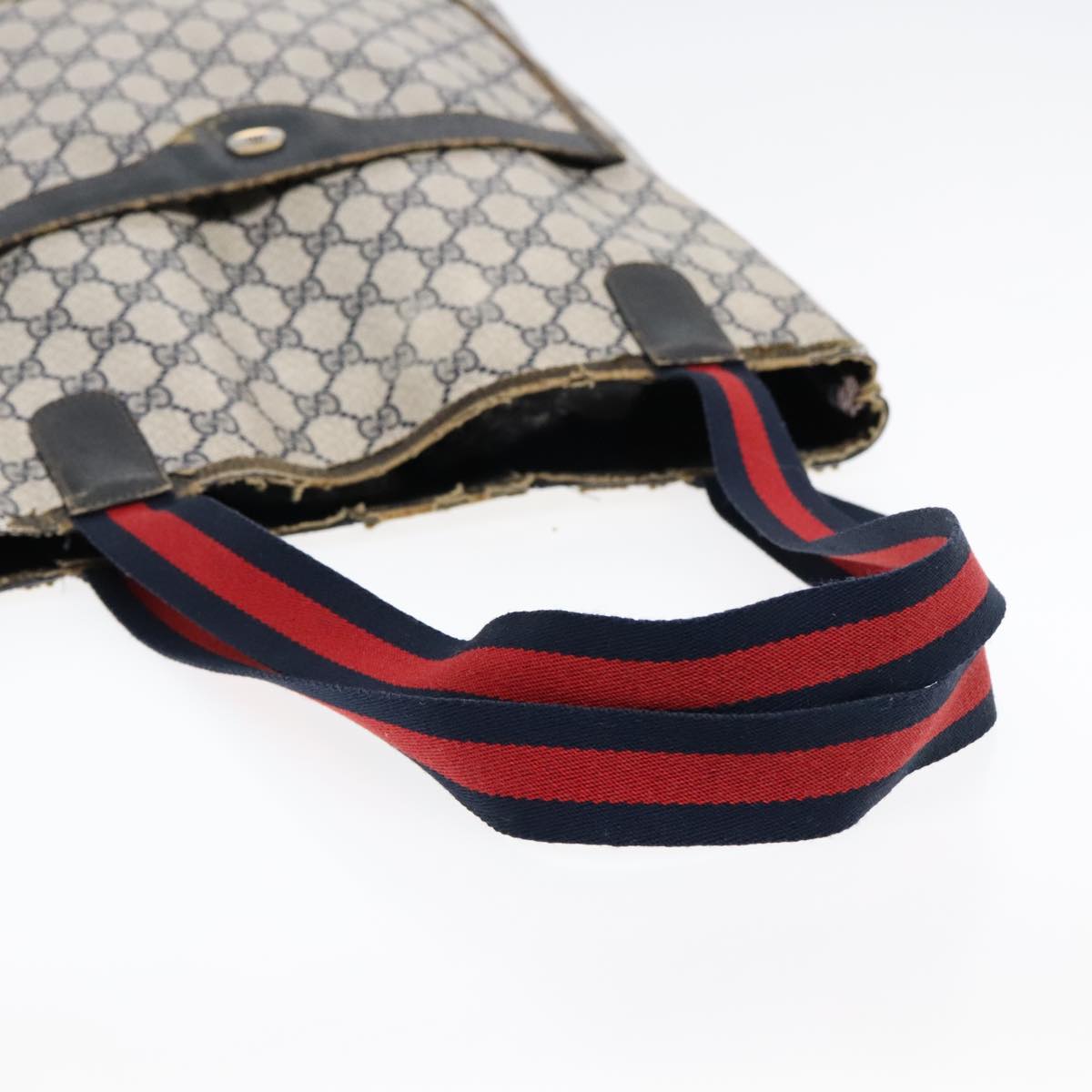 GUCCI GG Supreme Sherry Line Tote Bag PVC Leather Navy 40.02.003 90681