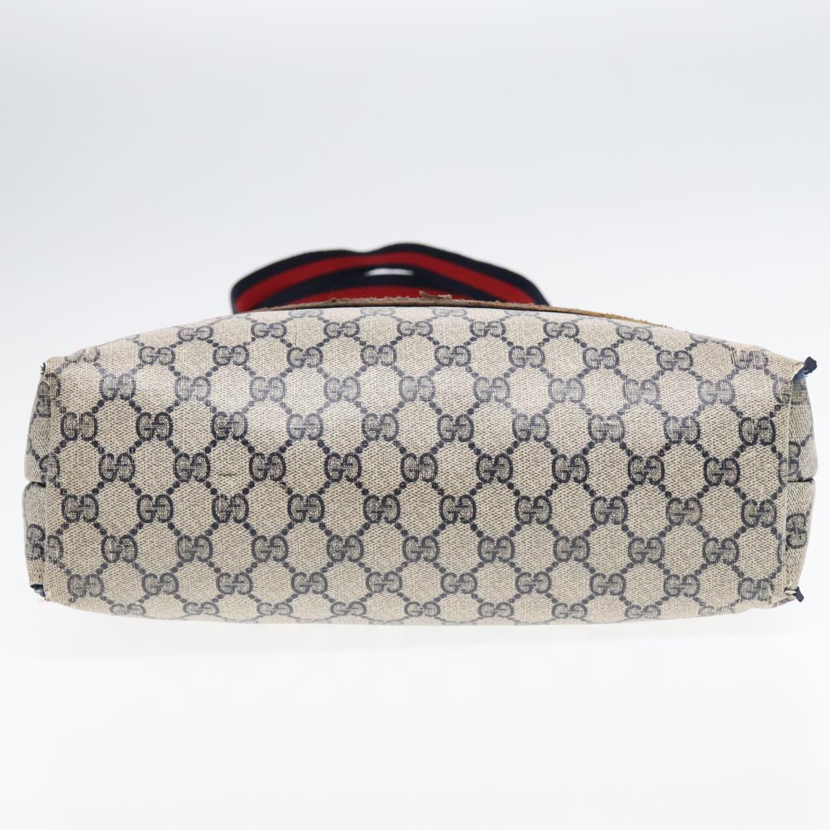 GUCCI GG Supreme Sherry Line Tote Bag PVC Leather Navy 40.02.003 90681