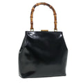 GUCCI Bamboo Hand Bag Leather Black Gold 000 781 0295 90684