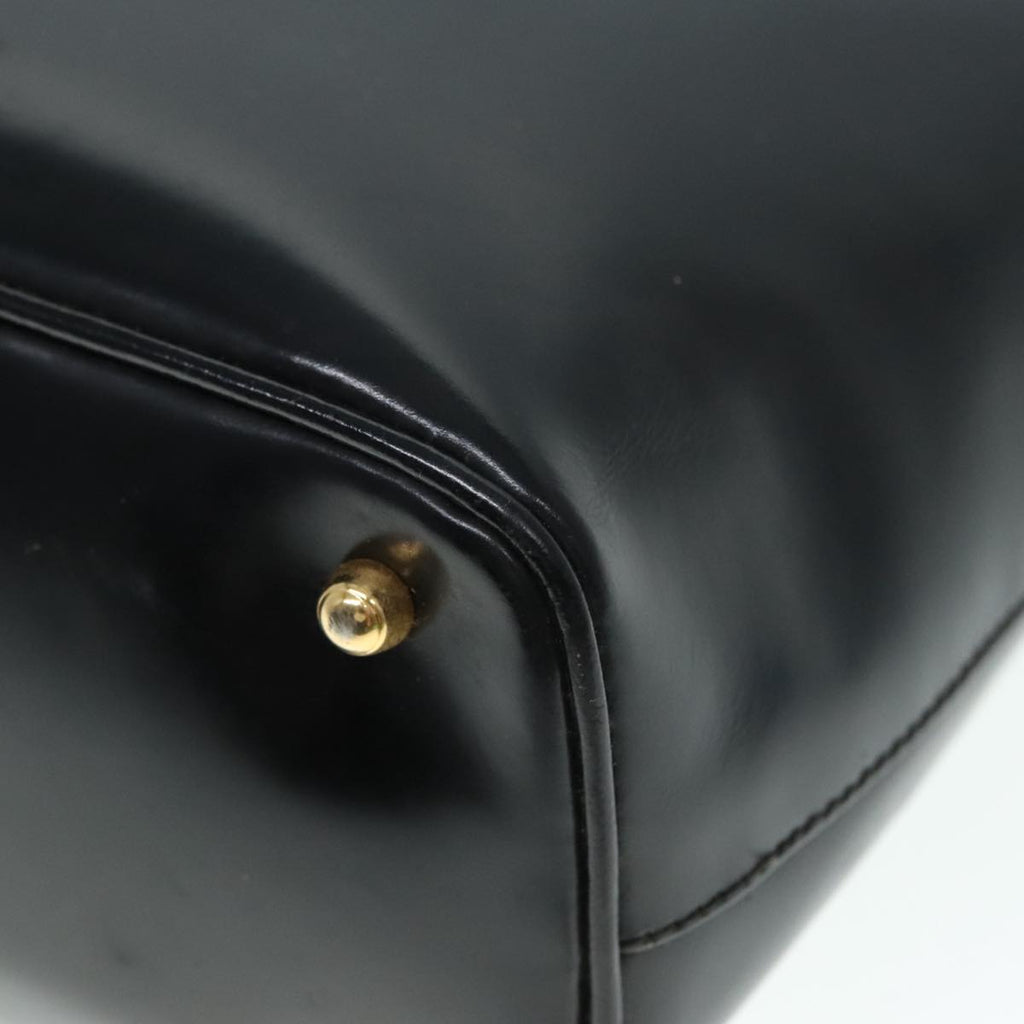 GUCCI Bamboo Hand Bag Leather Black Gold 000 781 0295 90684