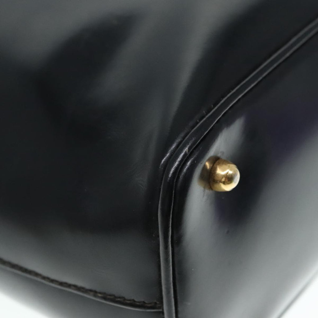 GUCCI Bamboo Hand Bag Leather Black Gold 000 781 0295 90684