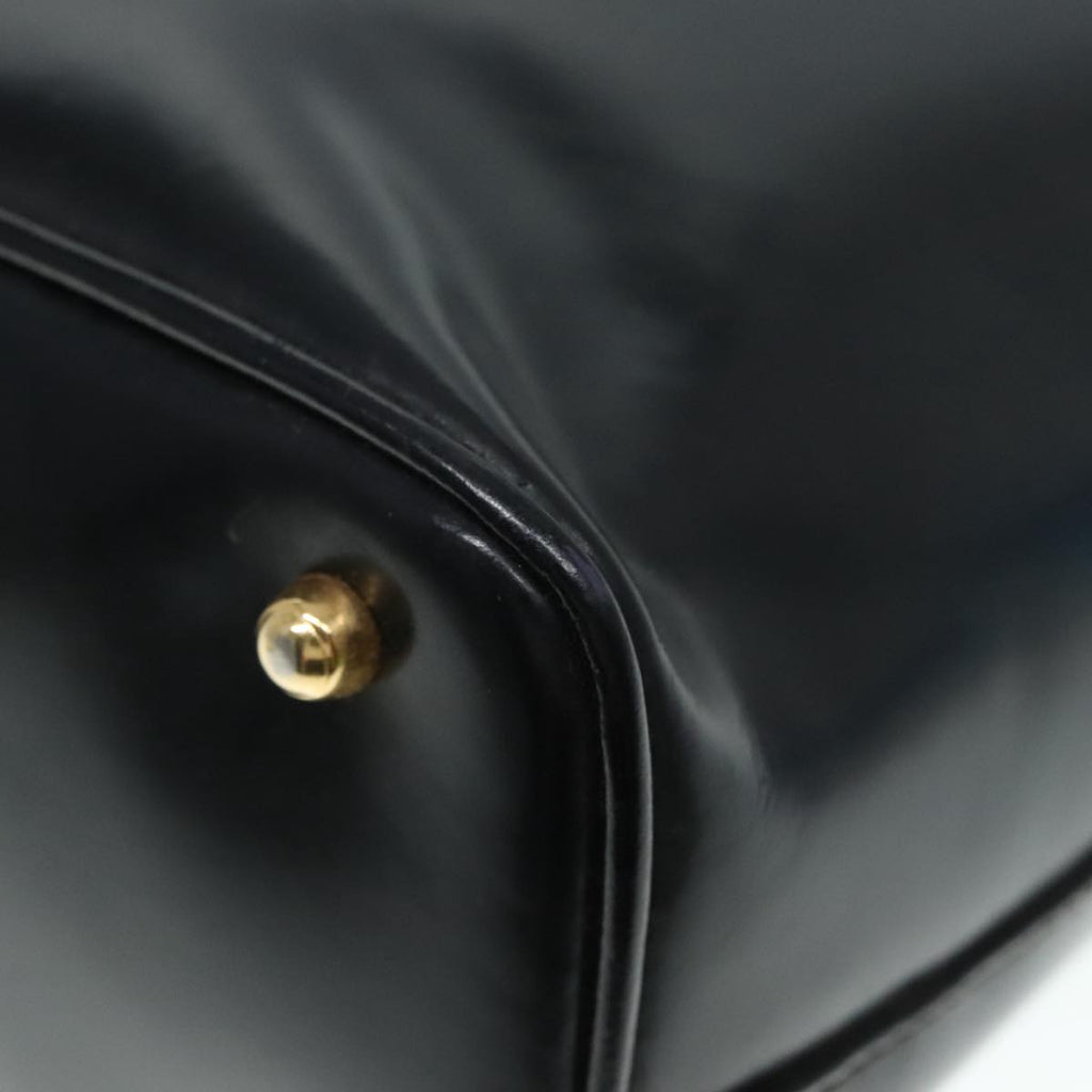 GUCCI Bamboo Hand Bag Leather Black Gold 000 781 0295 90684
