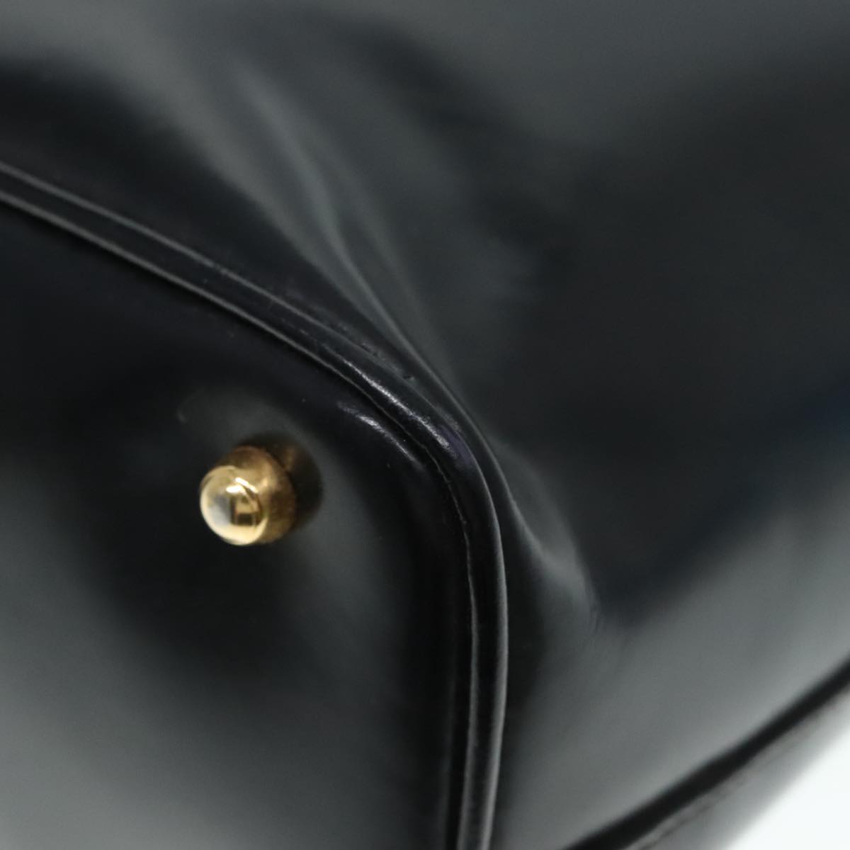 GUCCI Bamboo Hand Bag Leather Black Gold 000 781 0295 90684