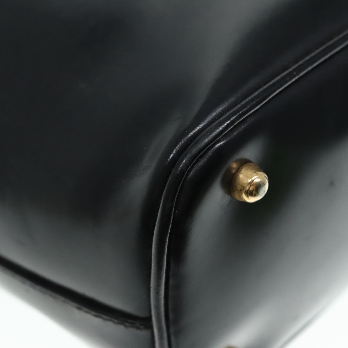 GUCCI Bamboo Hand Bag Leather Black Gold 000 781 0295 90684