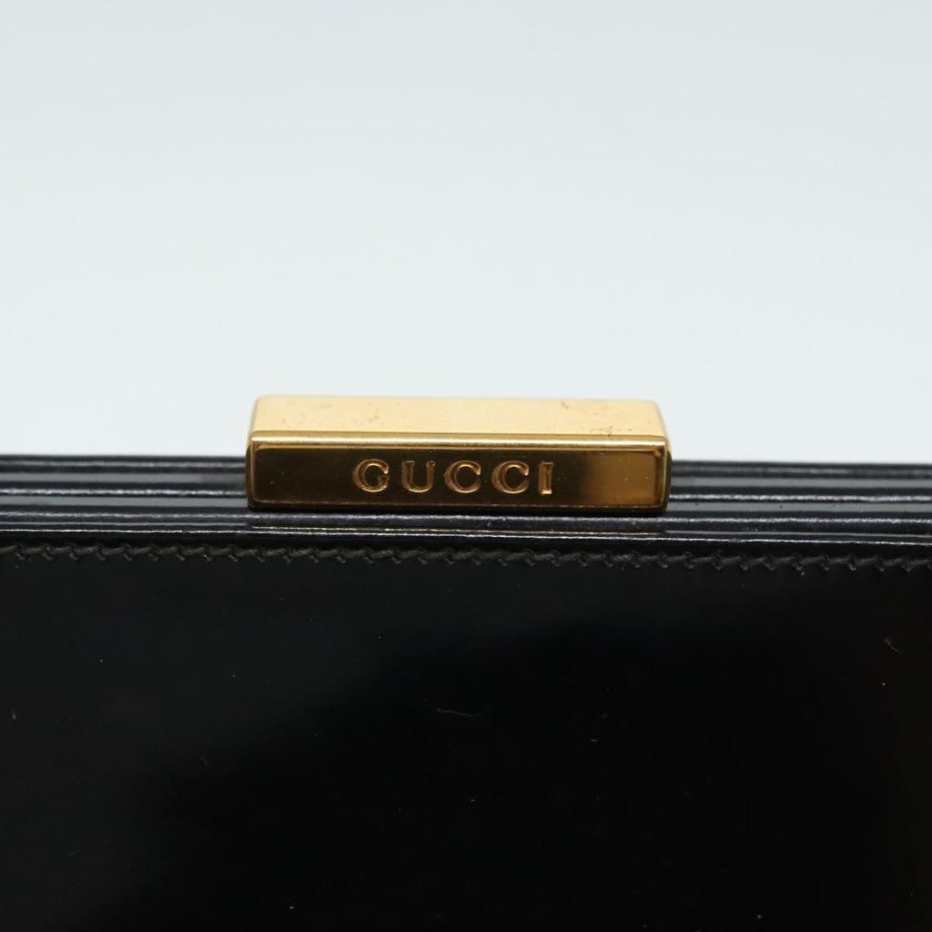 GUCCI Bamboo Hand Bag Leather Black Gold 000 781 0295 90684