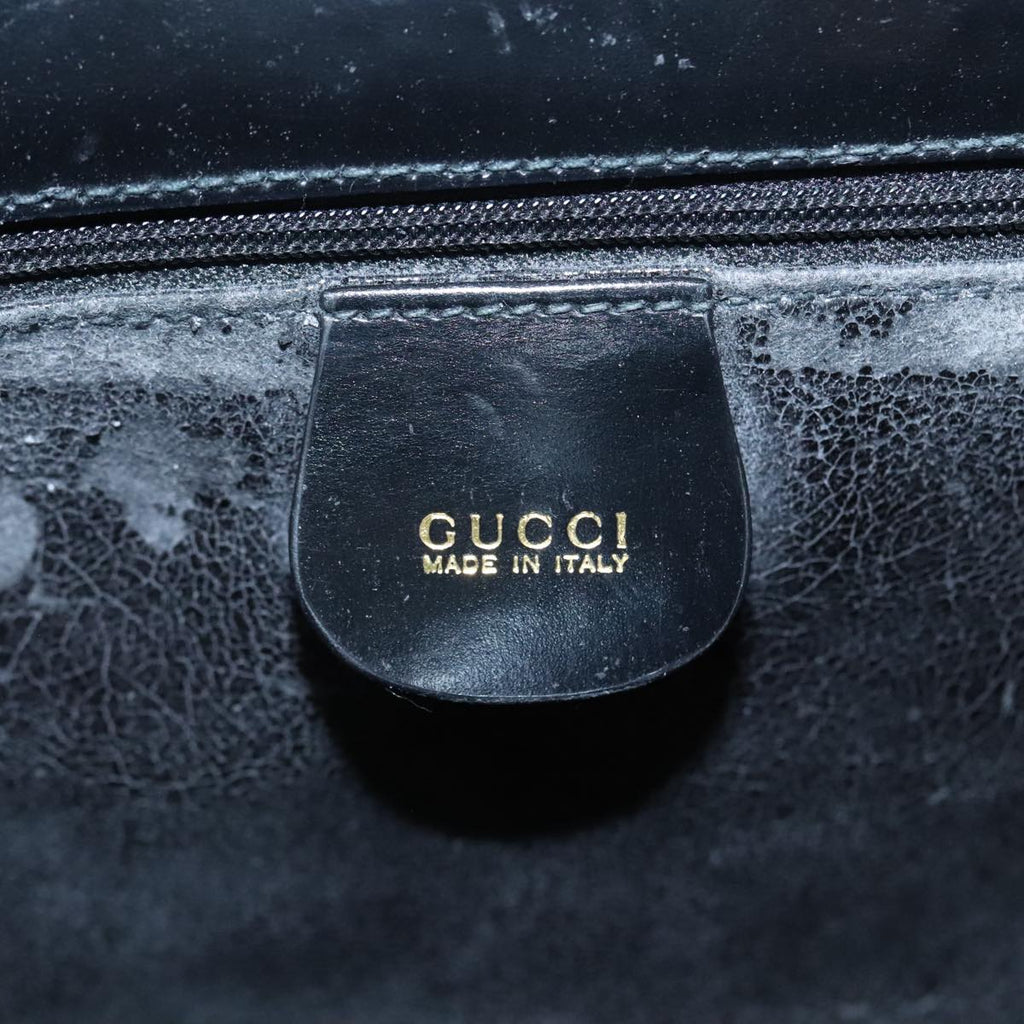 GUCCI Bamboo Hand Bag Leather Black Gold 000 781 0295 90684