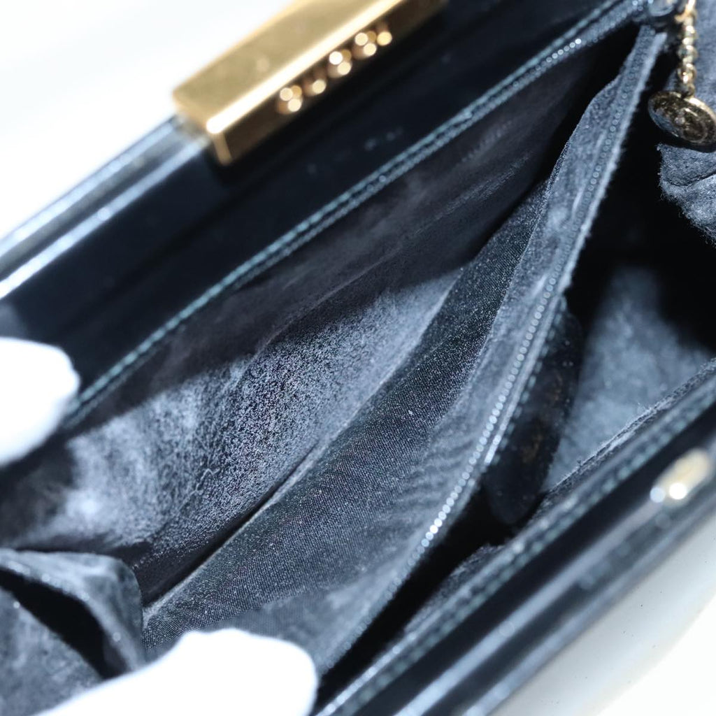 GUCCI Bamboo Hand Bag Leather Black Gold 000 781 0295 90684