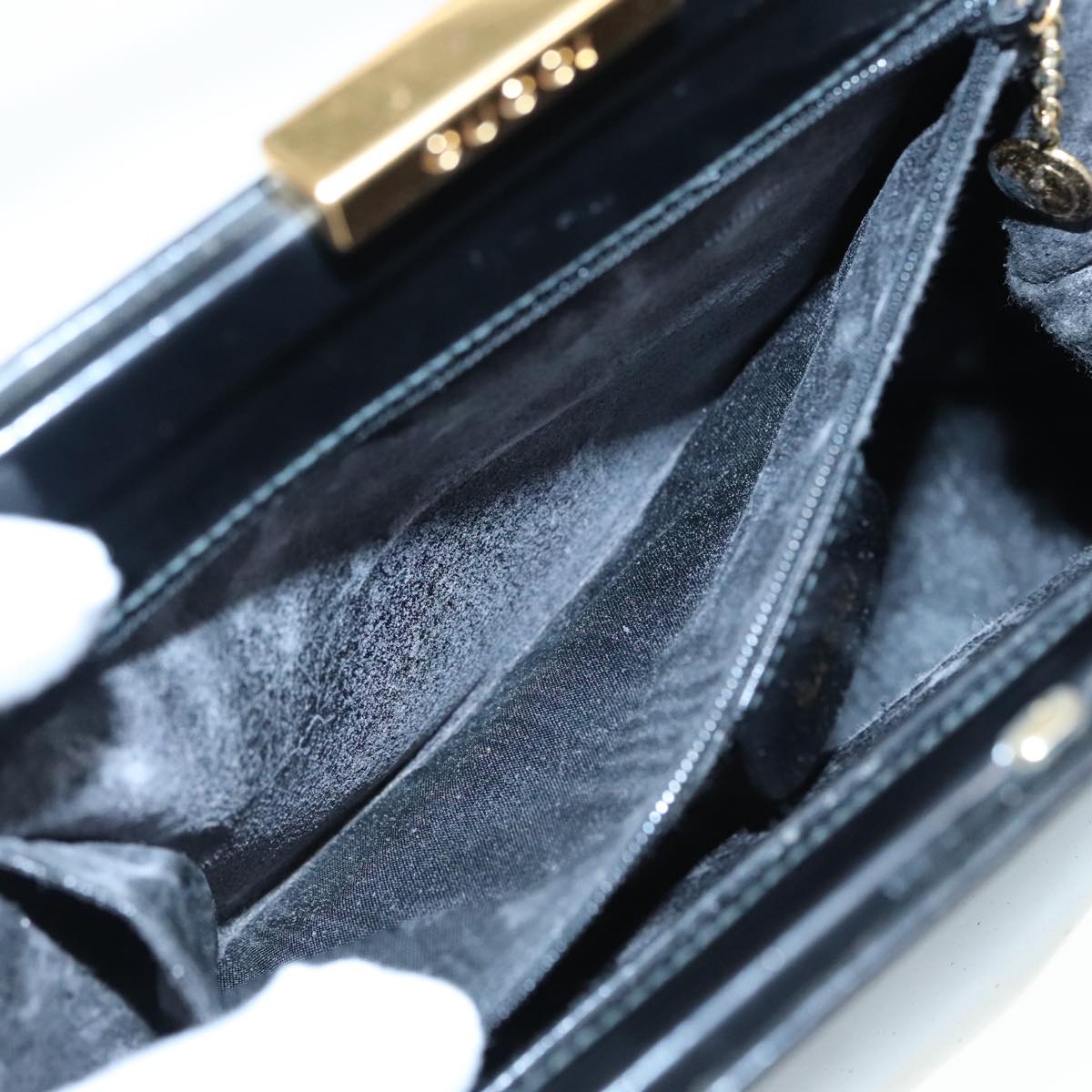 GUCCI Bamboo Hand Bag Leather Black Gold 000 781 0295 90684