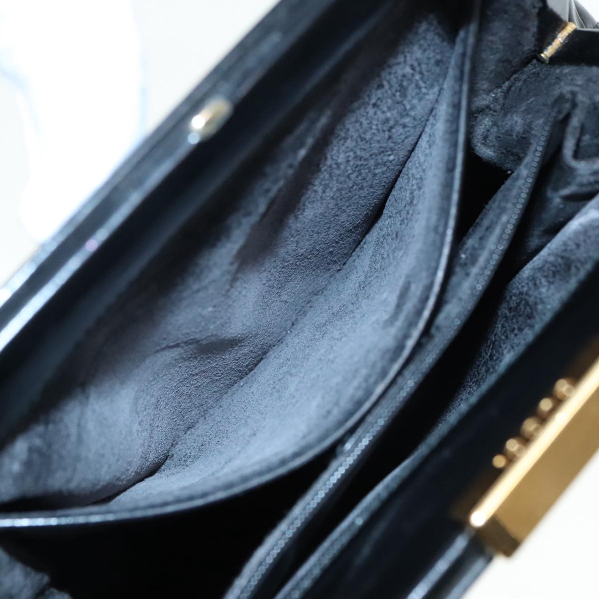 GUCCI Bamboo Hand Bag Leather Black Gold 000 781 0295 90684
